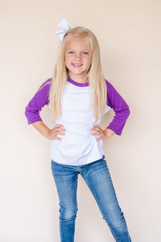 Unisex Kids Raglan Shirt with White Body (12M-Toddler) | Blanks for HTV & Heat Transfers Physical ARB Blanks Purple 12M 