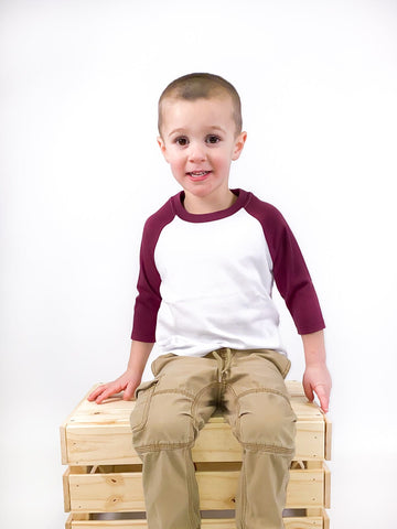 Unisex Kids Raglan Shirt with White Body (12M-Toddler) | Blanks for HTV & Heat Transfers Physical ARB Blanks 