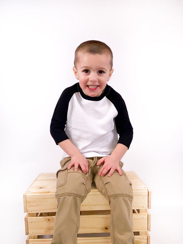 Unisex Kids Raglan Shirt with White Body (12M-Toddler) | Blanks for HTV & Heat Transfers Physical ARB Blanks Black 12M 