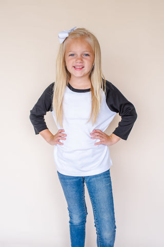 Unisex Kids Raglan Shirt with White Body (12M-Toddler) | Blanks for HTV & Heat Transfers Physical ARB Blanks 