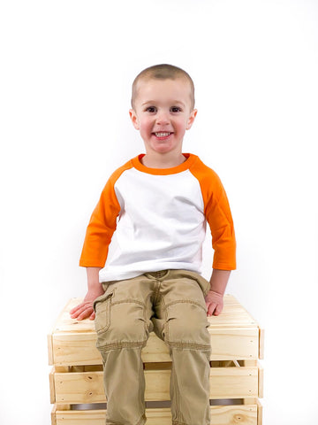 Unisex Kids Raglan Shirt with White Body (12M-Toddler) | Blanks for HTV & Heat Transfers Physical ARB Blanks 