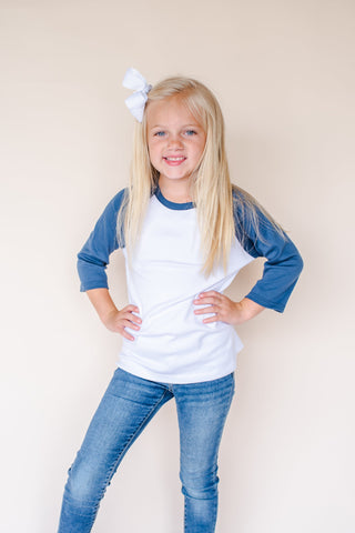 Unisex Kids Raglan Shirt with White Body (12M-Toddler) | Blanks for HTV & Heat Transfers Physical ARB Blanks 