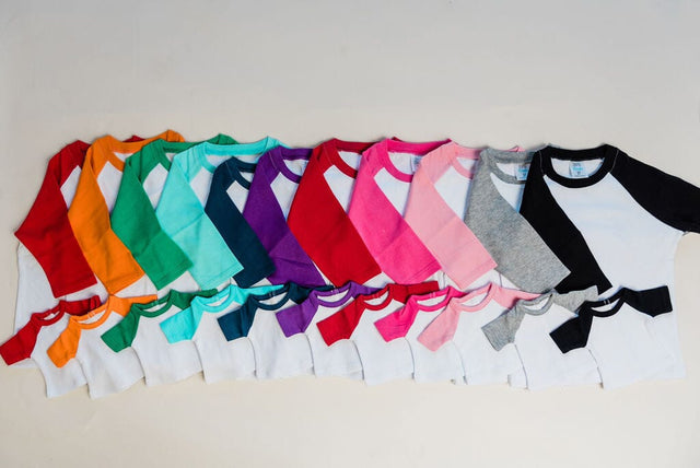 Unisex Kids Raglan Shirt with White Body (12M-Toddler) | Blanks for HTV & Heat Transfers Physical ARB Blanks 