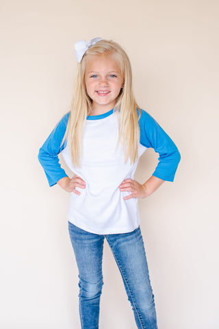 Unisex Kids Raglan Shirt with White Body (12M-Toddler) | Blanks for HTV & Heat Transfers Physical ARB Blanks 