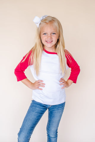 Unisex Kids Raglan Shirt with White Body (12M-Toddler) | Blanks for HTV & Heat Transfers Physical ARB Blanks 
