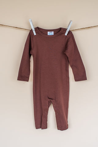 Unisex Long Sleeve Rompers Rompers ARB Blanks Brown 3-6 Month 