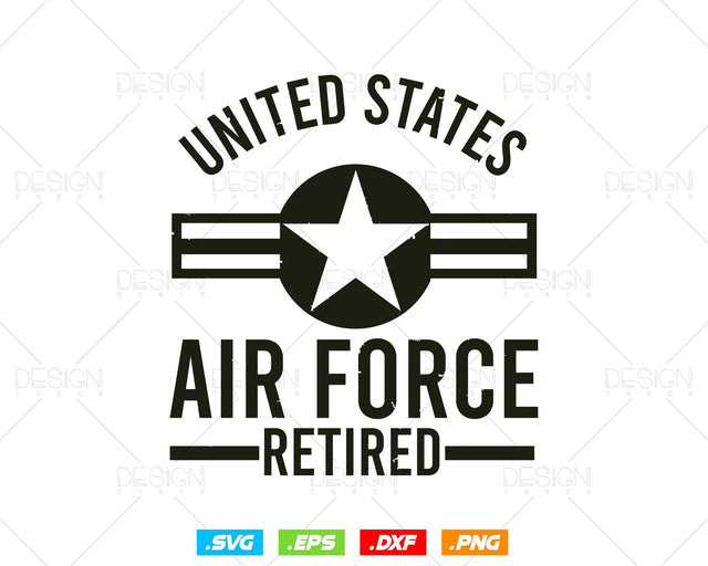 United States Retired Air Force Military Retirement Svg Png, US Air Force Svg, Veteran Svg, Svg Files for Cricut, Instant download SVG DesignDestine 