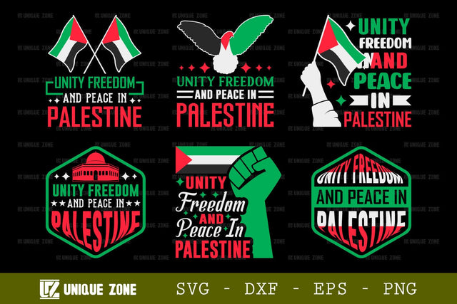 Unity Freedom And Peace In Palestine SVG Freedom For Palestine Tshirt Bundle Palestine Quote Design, TG 0023 SVG Unique Zone 