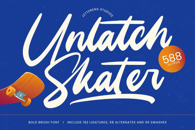 Unlatch Skater - Bold Brush Font Font Letterena Studios 