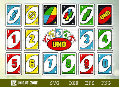 Uno Cards SVG Bundle Card Game Clipart Play Card Cut File Bundle SVG Unique Zone 