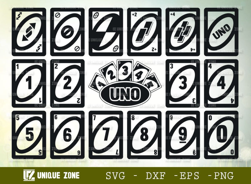 Uno Cards SVG Bundle Card Game Silhouette Play Card Cut File Bundle SVG Unique Zone 