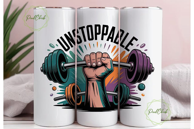 Unstoppable Gym 20oz Tumbler Wrap Sublimation PixelChick 