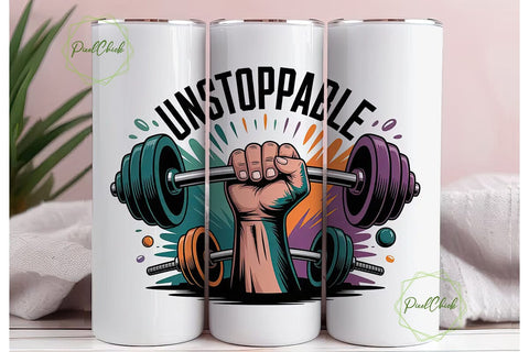 Unstoppable Gym 20oz Tumbler Wrap Sublimation PixelChick 