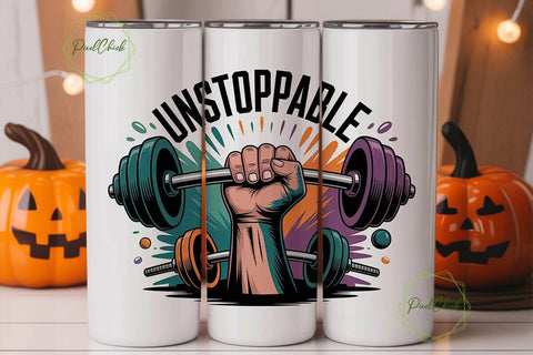 Unstoppable Gym 20oz Tumbler Wrap Sublimation PixelChick 