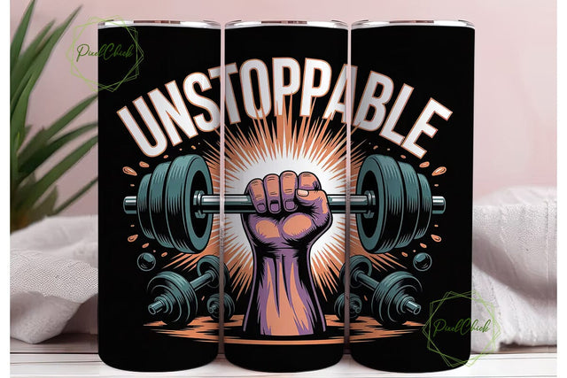 Unstoppable Gym 20oz Tumbler Wrap Sublimation PixelChick 