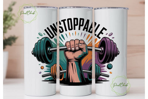 Unstoppable Gym 20oz Tumbler Wrap Sublimation PixelChick 
