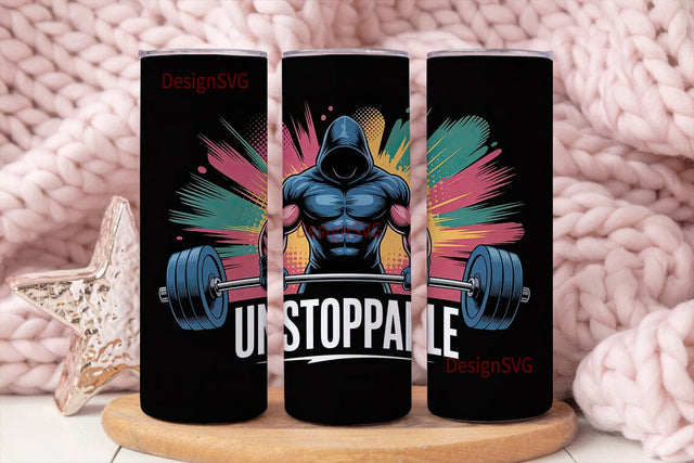 Unstoppable Gym Motivation Tumbler Wrap Sublimation DesignSVG 