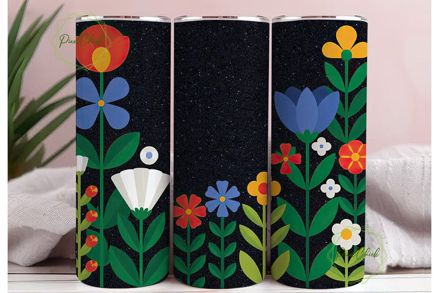 Uplifting Floral Glitter Tumbler Wrap Sublimation PixelChick 