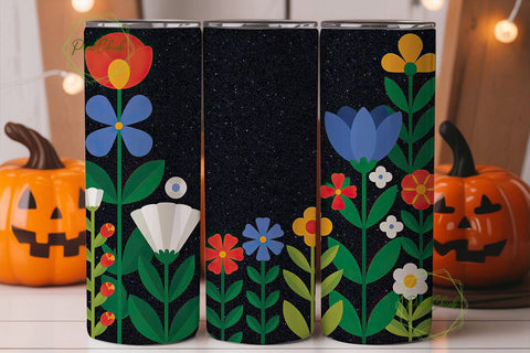 Uplifting Floral Glitter Tumbler Wrap Sublimation PixelChick 