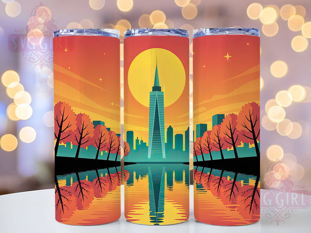 Urban Fall Cityscape Tumbler Wrap, Fall In The City Png, 20oz Skinny Tumbler, Autumn Tumbler Design, Sublimation Download, Scenic Tumbler Wrap, Urban Fall Tumbler Sublimation SvggirlplusArt 