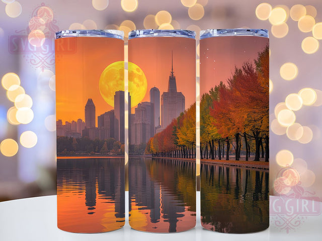 Urban Fall Cityscape Tumbler Wrap, Fall In The City Png, 20oz Skinny Tumbler, Autumn Tumbler Design, Sublimation Download, Scenic Tumbler Wrap, Urban Fall Tumbler Sublimation SvggirlplusArt 