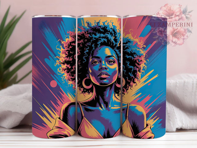 Urban Graffiti Black Woman Tumbler, Beautiful Design, Graffiti Art, Afro American, Urban Style, 20Oz Tumbler, Sublimation Wrap Sublimation Li Zamperini 