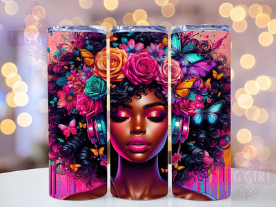 Urban Graffiti Black Woman Tumbler, Music Art, Graffiti Style, Sublimation Art, 20oz Tumbler, Bold Wrap, Urban Design Sublimation SvggirlplusArt 