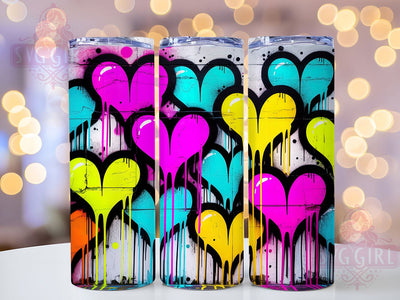 Urban Graffiti Hearts Valentine Tumbler, Valentine Street Art Wrap, Urban Love Cup, Romantic Graffiti Design, Valentine Gift Tumbler, Artistic Hearts Wrap, Trendy Valentine Cup Sublimation SvggirlplusArt 