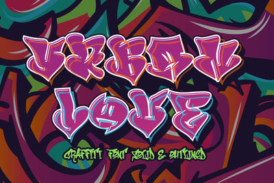 Urban Love - Solid and Outline Graffiti Font Font Mozzatype 