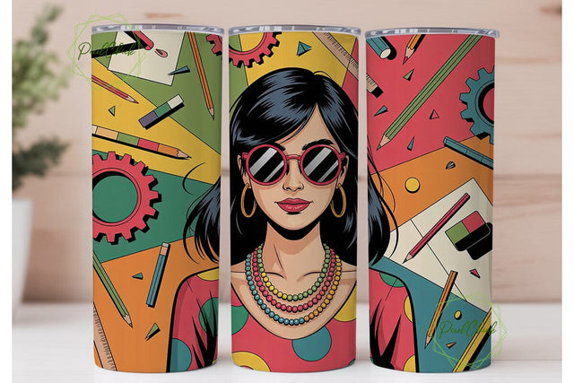 Urban Pop Art Girl 20oz Tumbler Wrap Sublimation PixelChick 