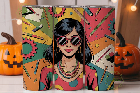 Urban Pop Art Girl 20oz Tumbler Wrap Sublimation PixelChick 