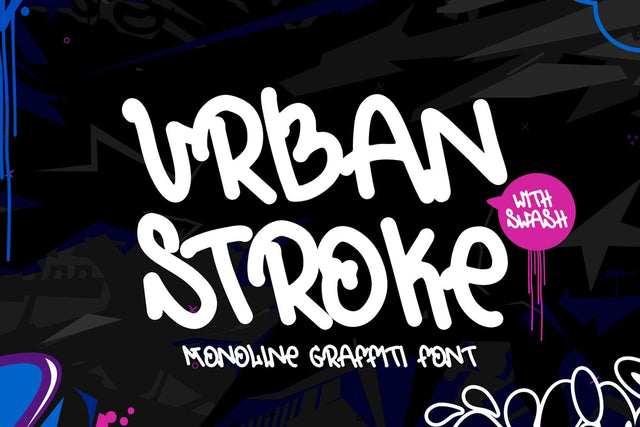 Urban Stroke - a Swashed Monoline Graffiti Letter Font Mozzatype 