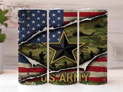 U.S. Army Flag 20oz Military Pride Tumbler, American Flag Tumbler, 20oz Sublimation Wrap, Army Veteran Gift, Patriotic Soldier Tumbler, Support Our Troops Tumbler Sublimation Lara' s Designs 