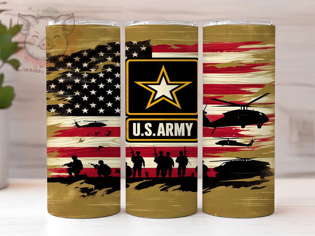 U.S. Army Flag 20oz Military Pride Tumbler, American Flag Tumbler, 20oz Sublimation Wrap, Army Veteran Gift, Patriotic Soldier Tumbler, Support Our Troops Tumbler Sublimation Lara' s Designs 