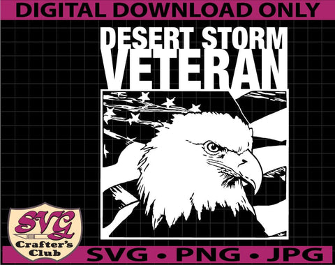 US Military Veteran WW2 Korean War Vietnam Desert Storm Eagle Head Flag SVG Design SVG SVG Crafter's Club 