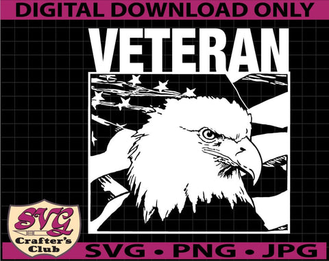 US Military Veteran WW2 Korean War Vietnam Desert Storm Eagle Head Flag SVG Design SVG SVG Crafter's Club 