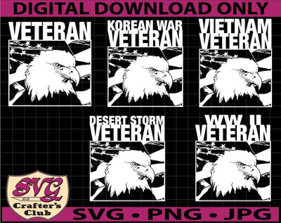 US Military Veteran WW2 Korean War Vietnam Desert Storm Eagle Head Flag SVG Design SVG SVG Crafter's Club 