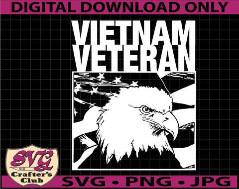 US Military Veteran WW2 Korean War Vietnam Desert Storm Eagle Head Flag SVG Design SVG SVG Crafter's Club 