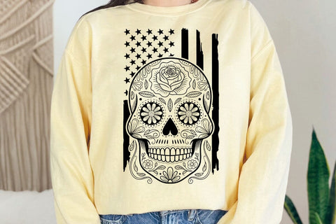 US sugar skull svg, Ameican Flag Svg, Day of the dead, skull Svg, Cricut silhouette SVG DesignDestine 