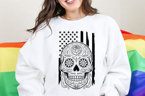 US sugar skull svg, Ameican Flag Svg, Day of the dead, skull Svg, Cricut silhouette SVG DesignDestine 