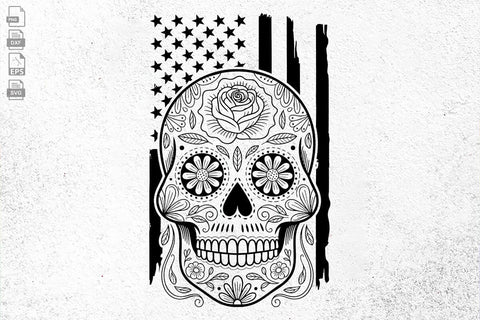 US sugar skull svg, Ameican Flag Svg, Day of the dead, skull Svg, Cricut silhouette SVG DesignDestine 