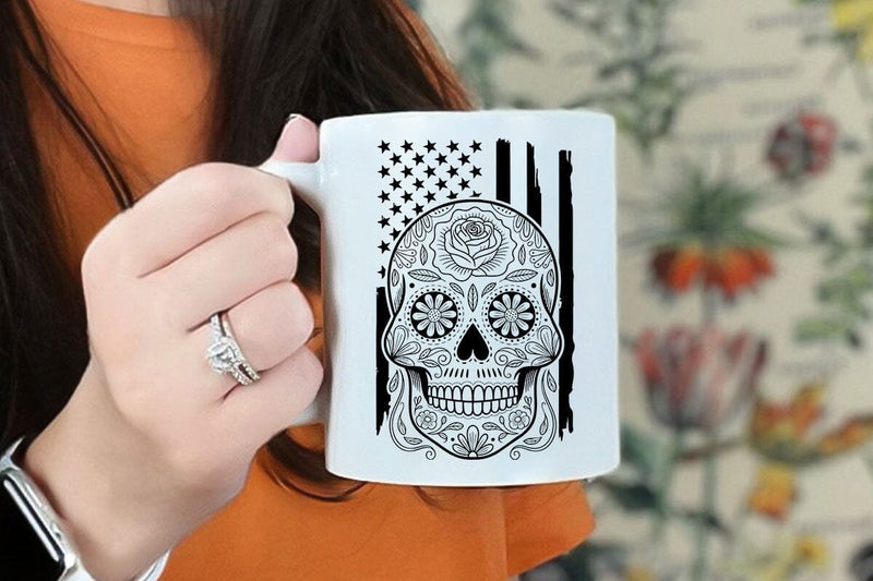US sugar skull svg, Ameican Flag Svg, Day of the dead, skull Svg, Cricut silhouette SVG DesignDestine 