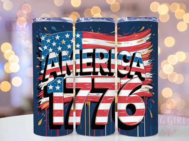 USA 1776 Patriotic 20oz Tumbler, USA Flag Wrap, Sublimation Gift, Patriotic Mug, 20oz Tumbler Design, 1776 Graphic, American Pride Theme Sublimation SvggirlplusArt 