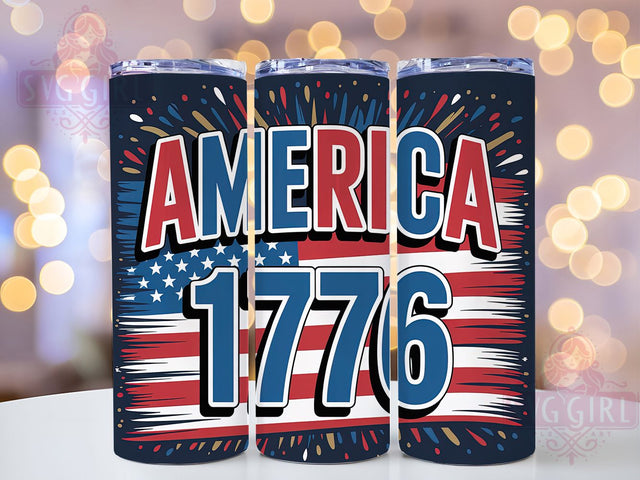 USA 1776 Patriotic 20oz Tumbler, USA Flag Wrap, Sublimation Gift, Patriotic Mug, 20oz Tumbler Design, 1776 Graphic, American Pride Theme Sublimation SvggirlplusArt 