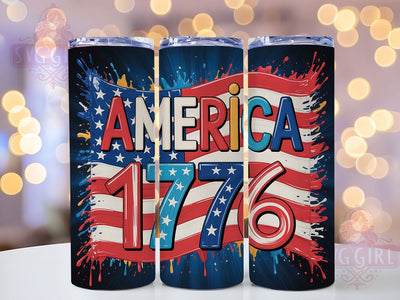 USA 1776 Patriotic 20oz Tumbler, USA Flag Wrap, Sublimation Gift, Patriotic Mug, 20oz Tumbler Design, 1776 Graphic, American Pride Theme Sublimation SvggirlplusArt 