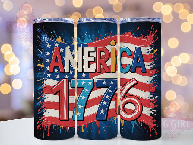 USA 1776 Patriotic 20oz Tumbler, USA Flag Wrap, Sublimation Gift, Patriotic Mug, 20oz Tumbler Design, 1776 Graphic, American Pride Theme Sublimation SvggirlplusArt 