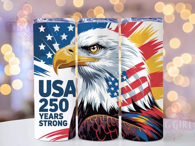 USA 250 Eagle 20oz Tumbler, Bald Eagle Wrap, Patriotic Anniversary Design, Independence Celebration Wrap, Sublimation Wrap, 20oz Tumbler Design, PNG Tumbler Wrap Sublimation SvggirlplusArt 