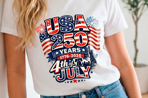USA 250 Years 1776 2026 4th of July PNG Sublimation Sublimatiz Designs 