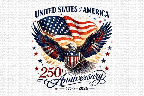 USA 250th Anniversary PNG | Patriotic Eagle Sublimation Design 1776-2026 SVG BillahCrafts 