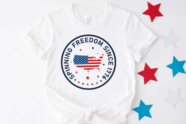 USA 250th Anniversary SVG Design, Patriotic Clipart, Spinning freedom since 1776 America svg, 4th of July SVG FiveStarCrafting 